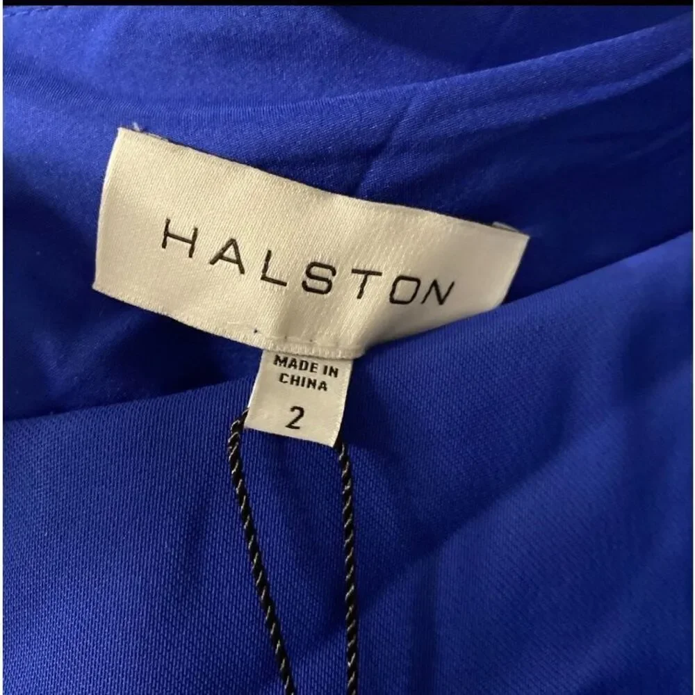 Halston Prussian Blue Joelle One-Shoulder Fluid Crepe Gown Size 2 NWT